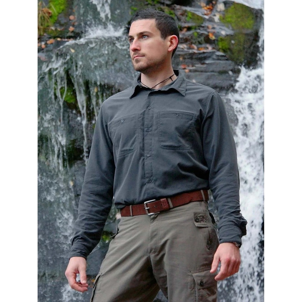 Clothing Arts Shirt Mens S Gray P Cubed Pick Pocket Proof Long Sleeve Button